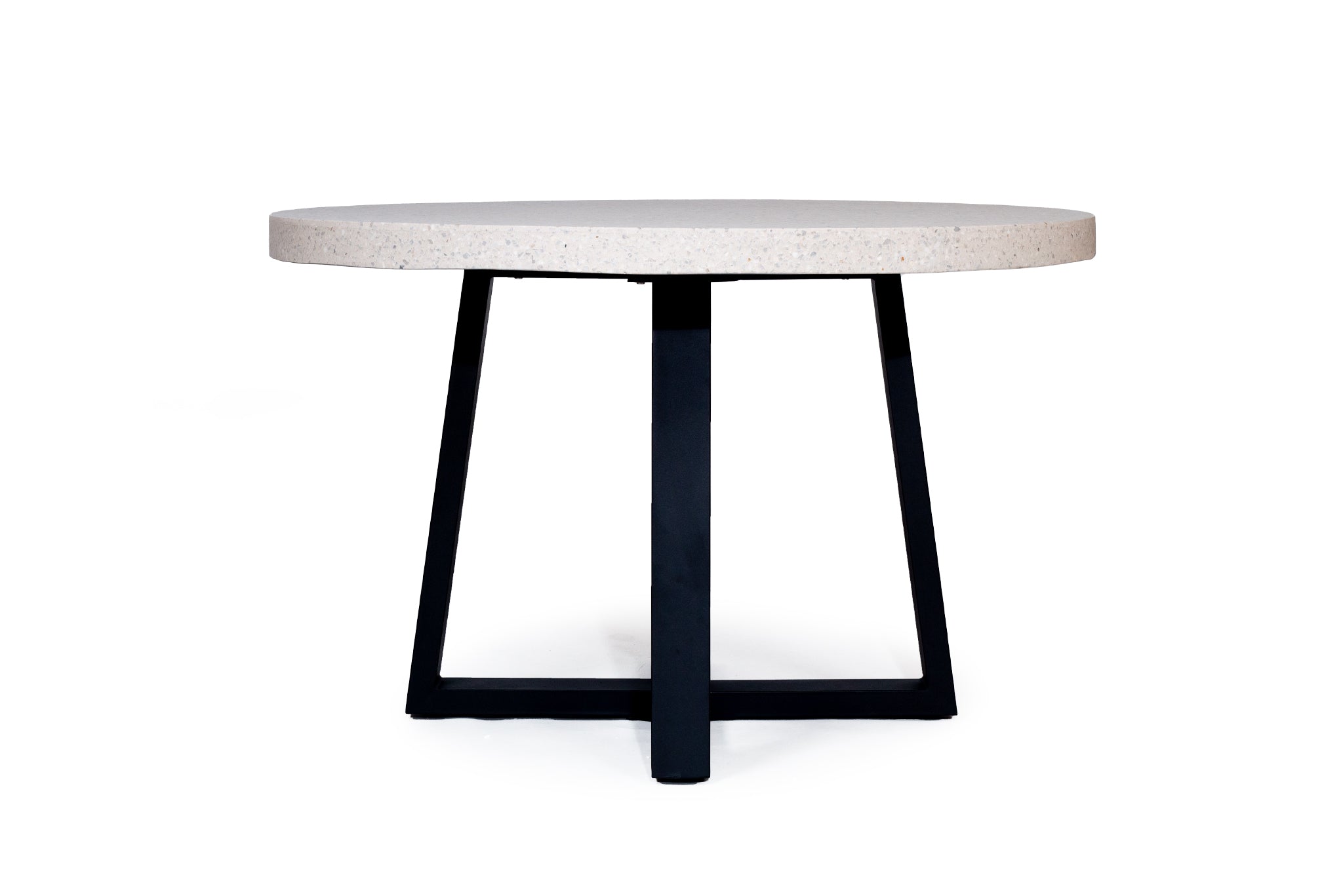 1.4m eTerrazzo Round Dining Table | Ivory Coast with Black Metal Legs - www.elkstone.com.au