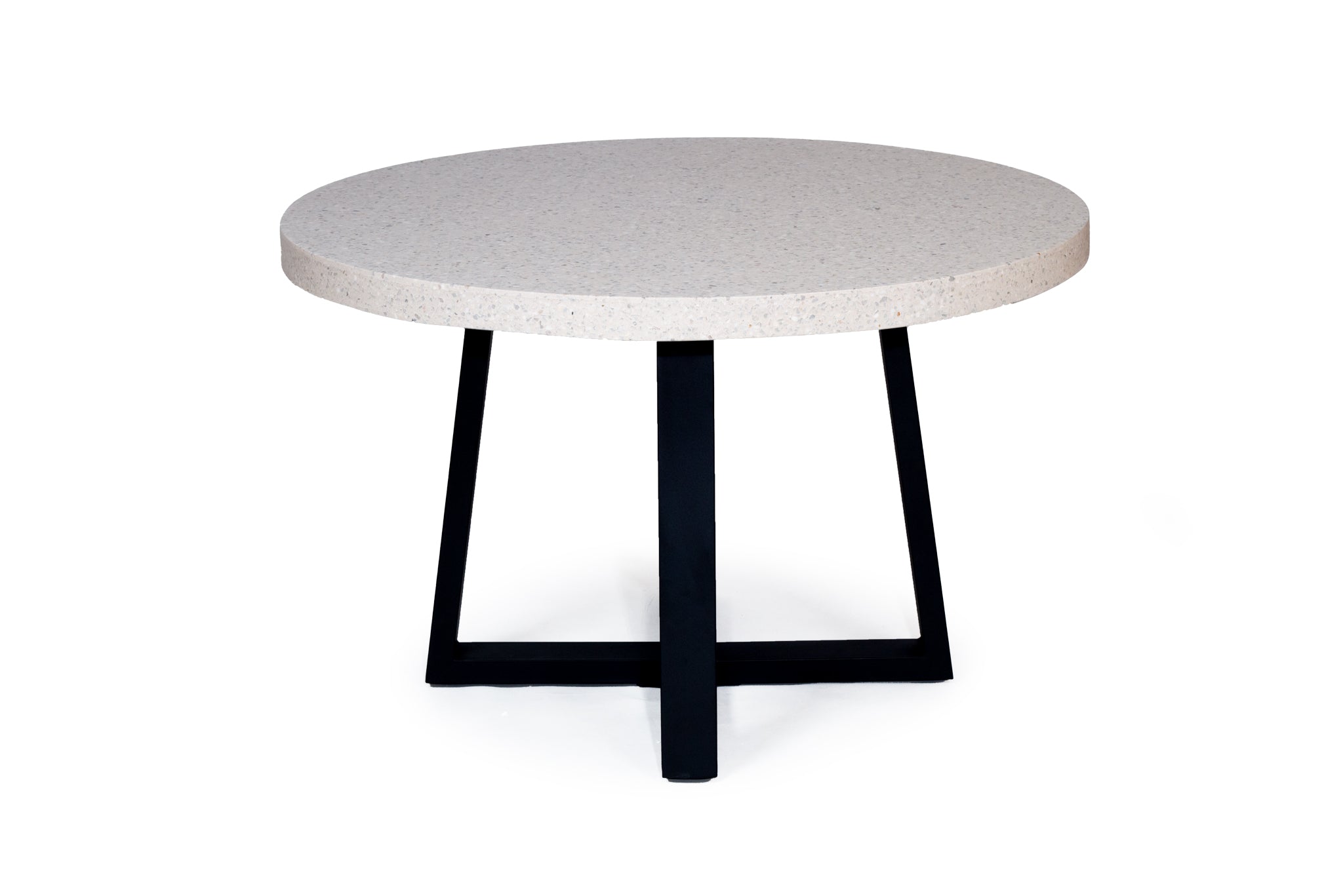 1.4m eTerrazzo Round Dining Table | Ivory Coast with Black Metal Legs - www.elkstone.com.au
