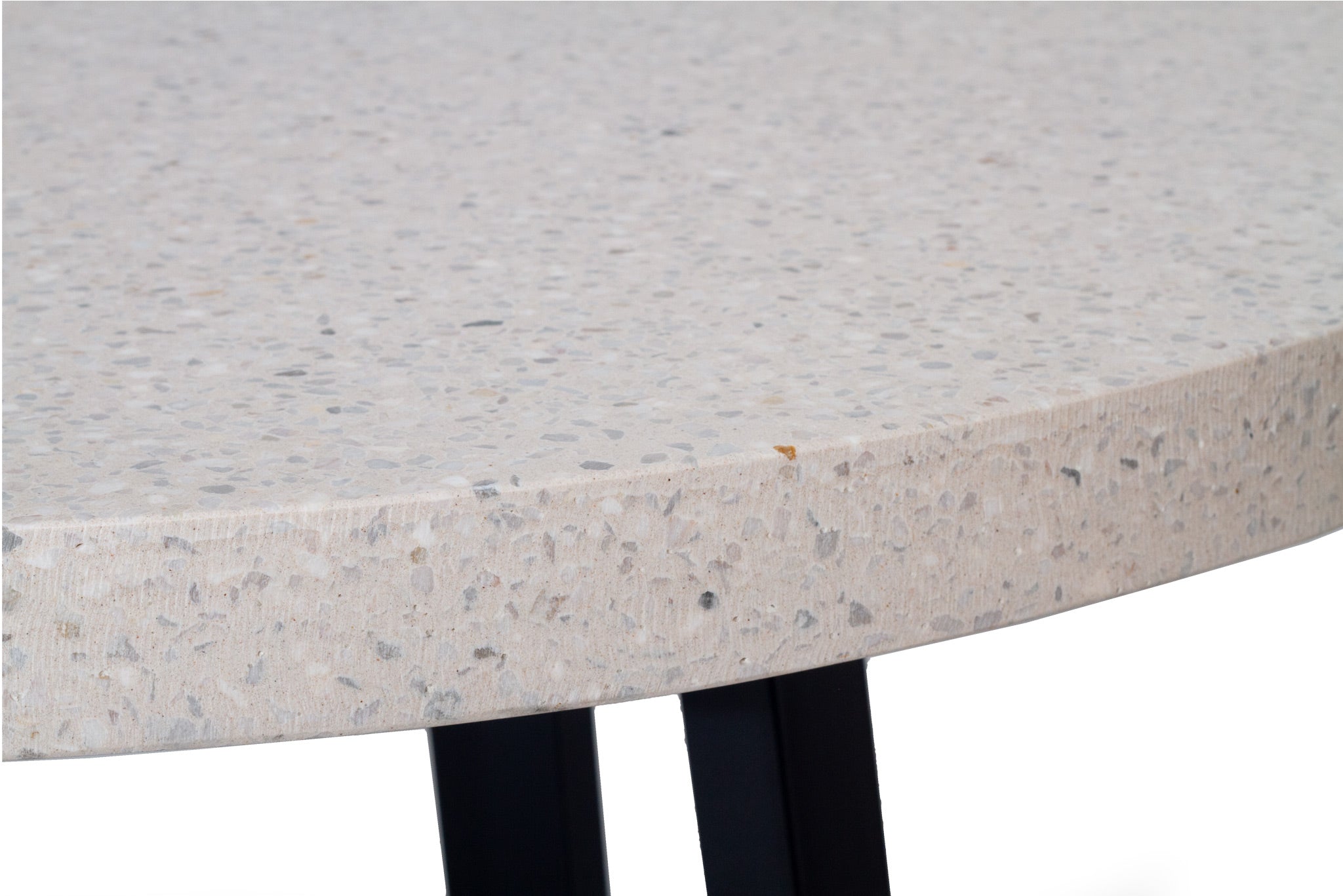 1.4m eTerrazzo Round Dining Table | Ivory Coast with Black Metal Legs - www.elkstone.com.au