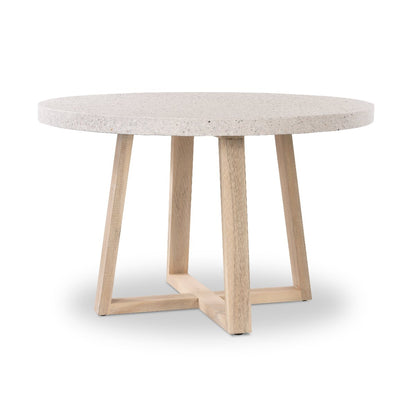 1.0m eTerrazzo Round Dining Table |  eTarrazzo - Ivory Coast with Ivory Coast Acacia Legs - www.elkstone.com.au