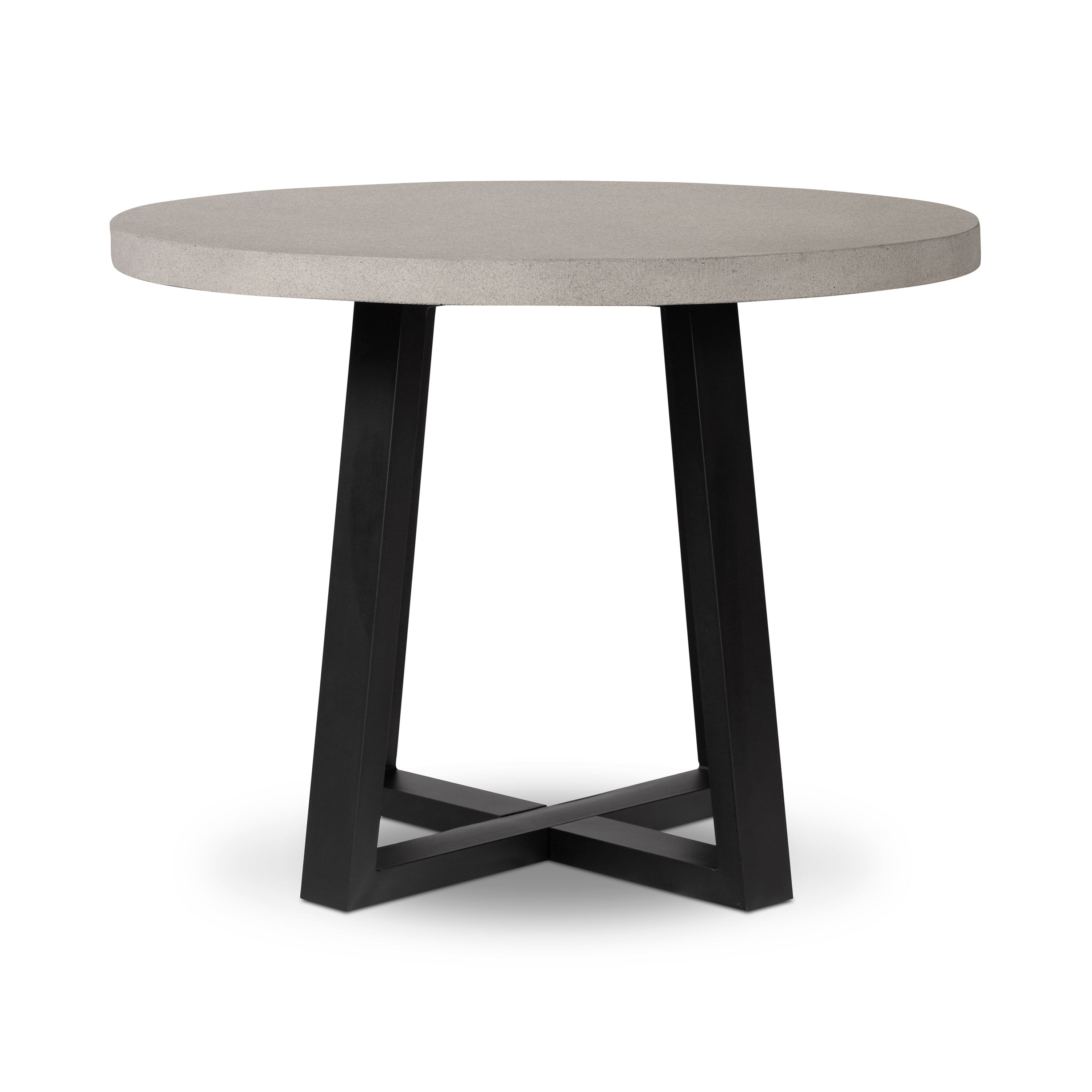 1.0m Alta Round Dining Table | Speckled Grey with Black Metal Legs - www.elkstone.com.au