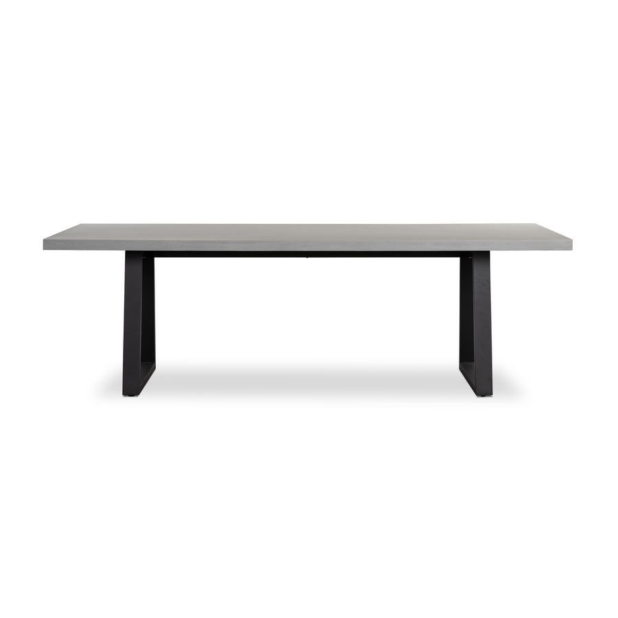2.0m Sierra Rectangular Dining Table | Pebble Grey with Matte Black Powder Coated Legs - www.elkstone.com.au