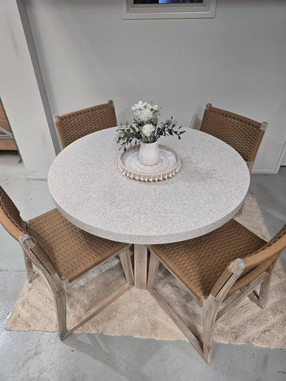 Sachelle Tan Wicker  Dining Chair | acacia Ivory Washed frame - www.elkstone.com.au