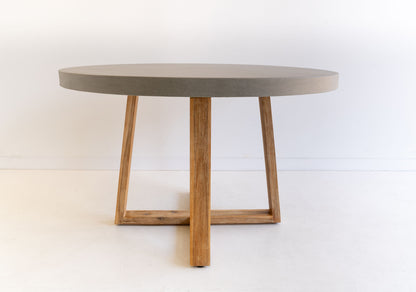Alta Round Dining Table | with Light Honey Acacia /Black Powder Coated legs - www.elkstone.com.au