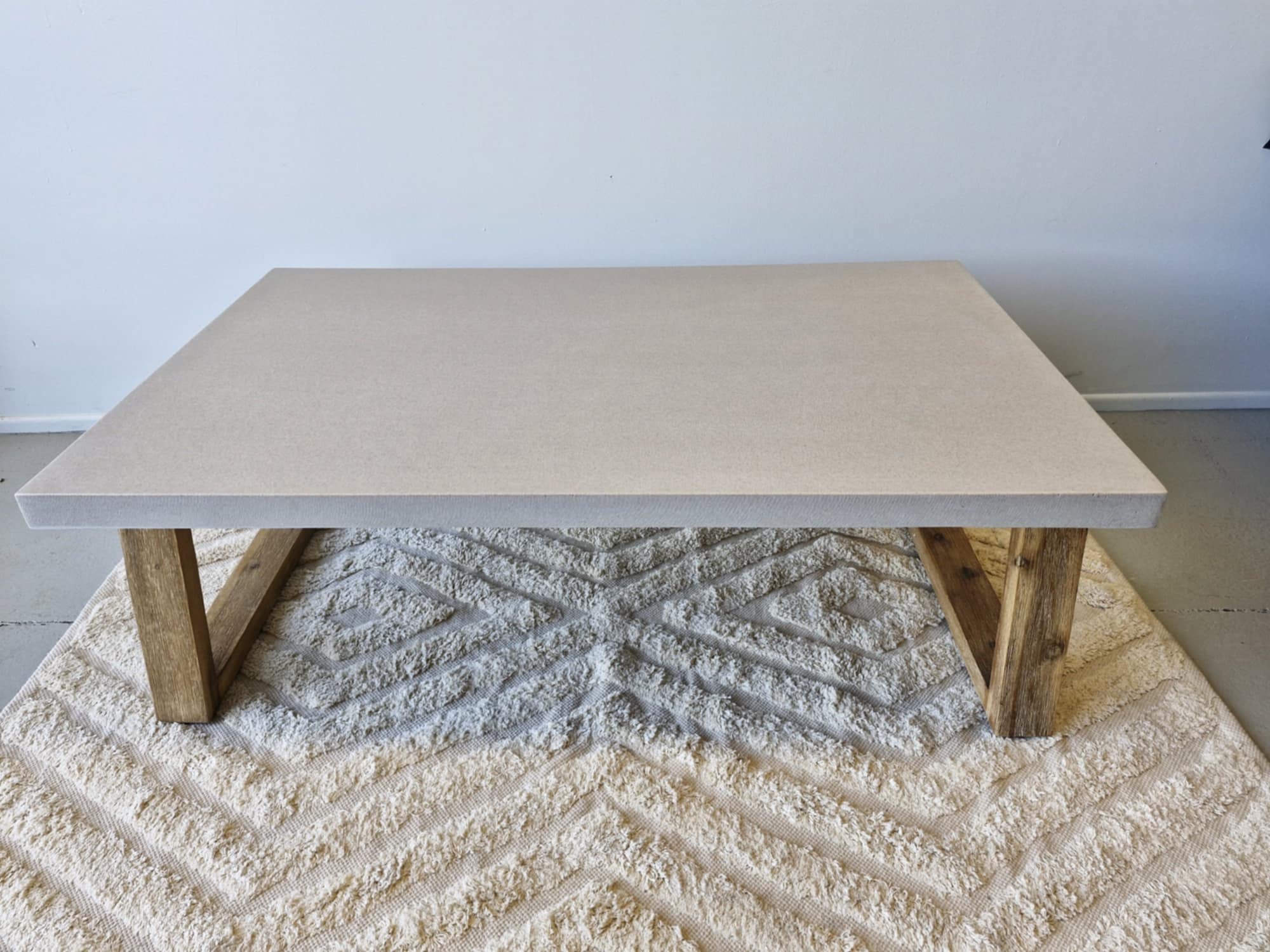 1.3m Rectangular COFFEE TABLE | Beach with Light Honey legs - www.elkstone.com.au