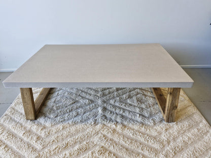 1.3m Rectangular COFFEE TABLE | Beach with Light Honey legs - www.elkstone.com.au