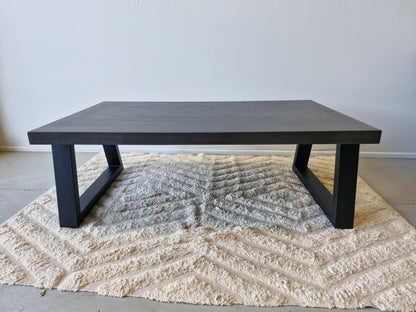 1.3m Rectangular Ebony Black COFFEE TABLE|Black powder Coated Legs - www.elkstone.com.au