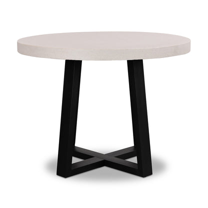 1.2m Alta Round Dining Table | Beach with Matte Black Powder Coated Legs - www.elkstone.com.au