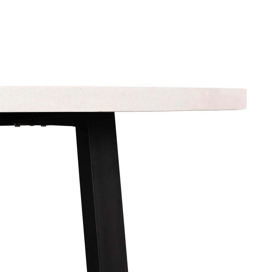 1.2m Alta Round Dining Table | Beach with Matte Black Powder Coated Legs - www.elkstone.com.au