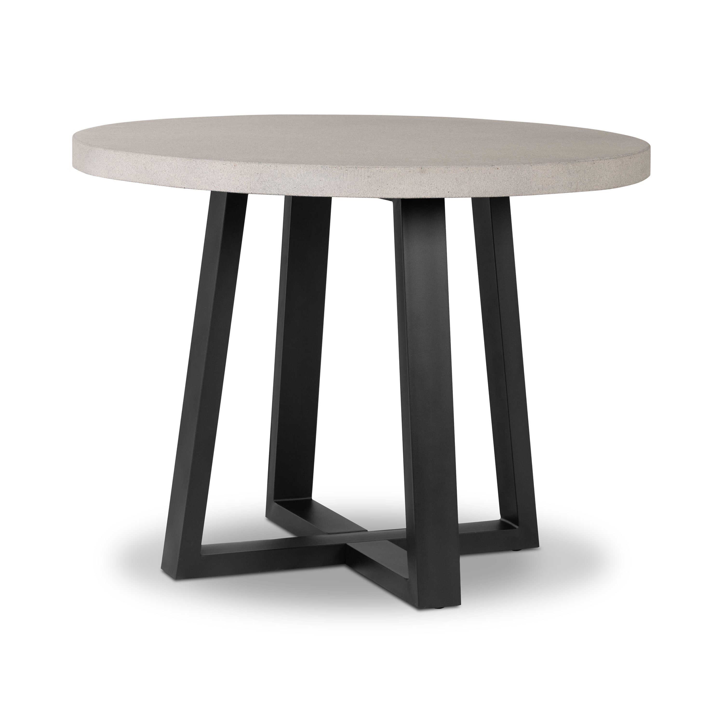 1.0m Alta Round Dining Table | Speckled Grey with Black Metal Legs - www.elkstone.com.au