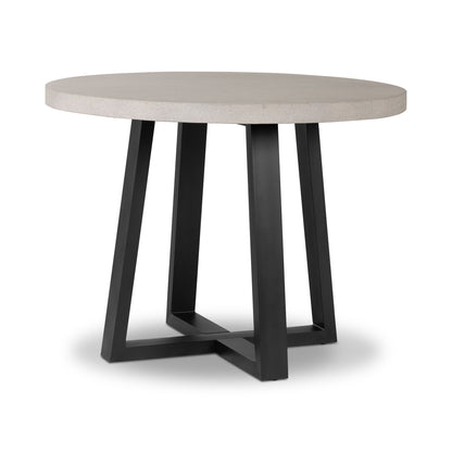 1.0m Alta Round Dining Table | Speckled Grey with Black Metal Legs - www.elkstone.com.au