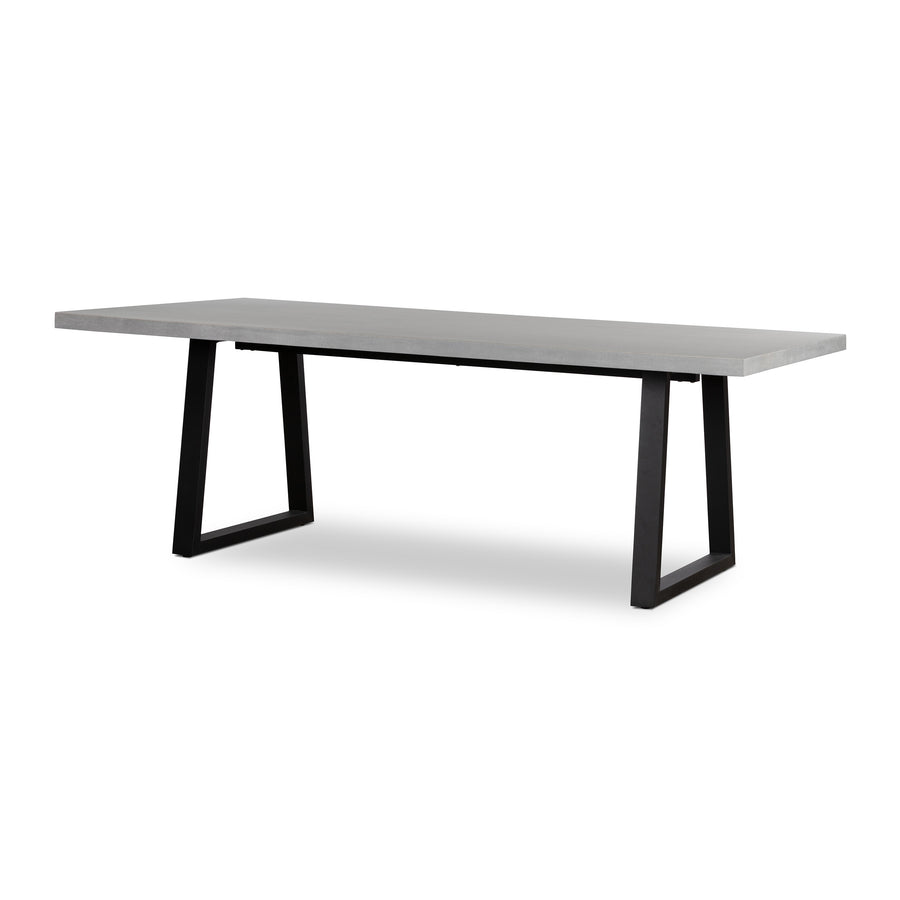 2.0m Sierra Rectangular Dining Table | Pebble Grey with Matte Black Powder Coated Legs - www.elkstone.com.au