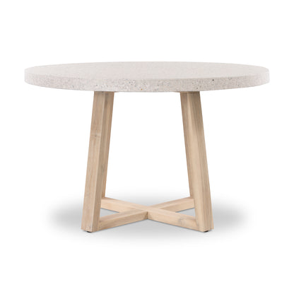 1.0m eTerrazzo Round Dining Table |  eTarrazzo - Ivory Coast with Ivory Coast Acacia Legs - www.elkstone.com.au