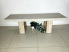 1.45m Sierra Bench Seat | eTerrazzo Ivory Coast with wide Ivory wash Acacia legs - www.elkstone.com.au
