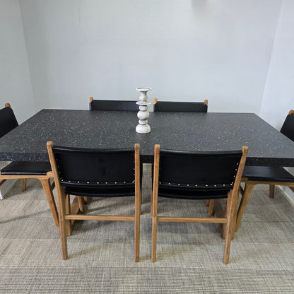 2.0 Rich Umber eTerrazzo Rectangular Dining Table with Light Honey Acacia legs - www.elkstone.com.au