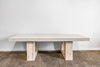1.65m Sierra Bench Seat | eTerrazzo Ivory Coast with wide Ivory wash Acacia legs - www.elkstone.com.au