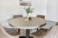 1.2m Beach Alta Round Dining Table with Black powder Coated legs| 4 chairs - www.elkstone.com.au