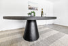 1.6m Avalon Round Dining Table | Ebony Black with Black Powder Coated Cone Base - www.elkstone.com.au