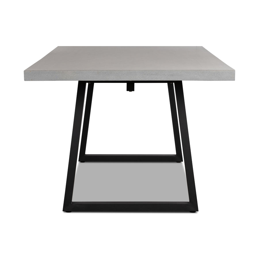 2.0m Sierra Rectangular Dining Table | Pebble Grey with Matte Black Powder Coated Legs - www.elkstone.com.au