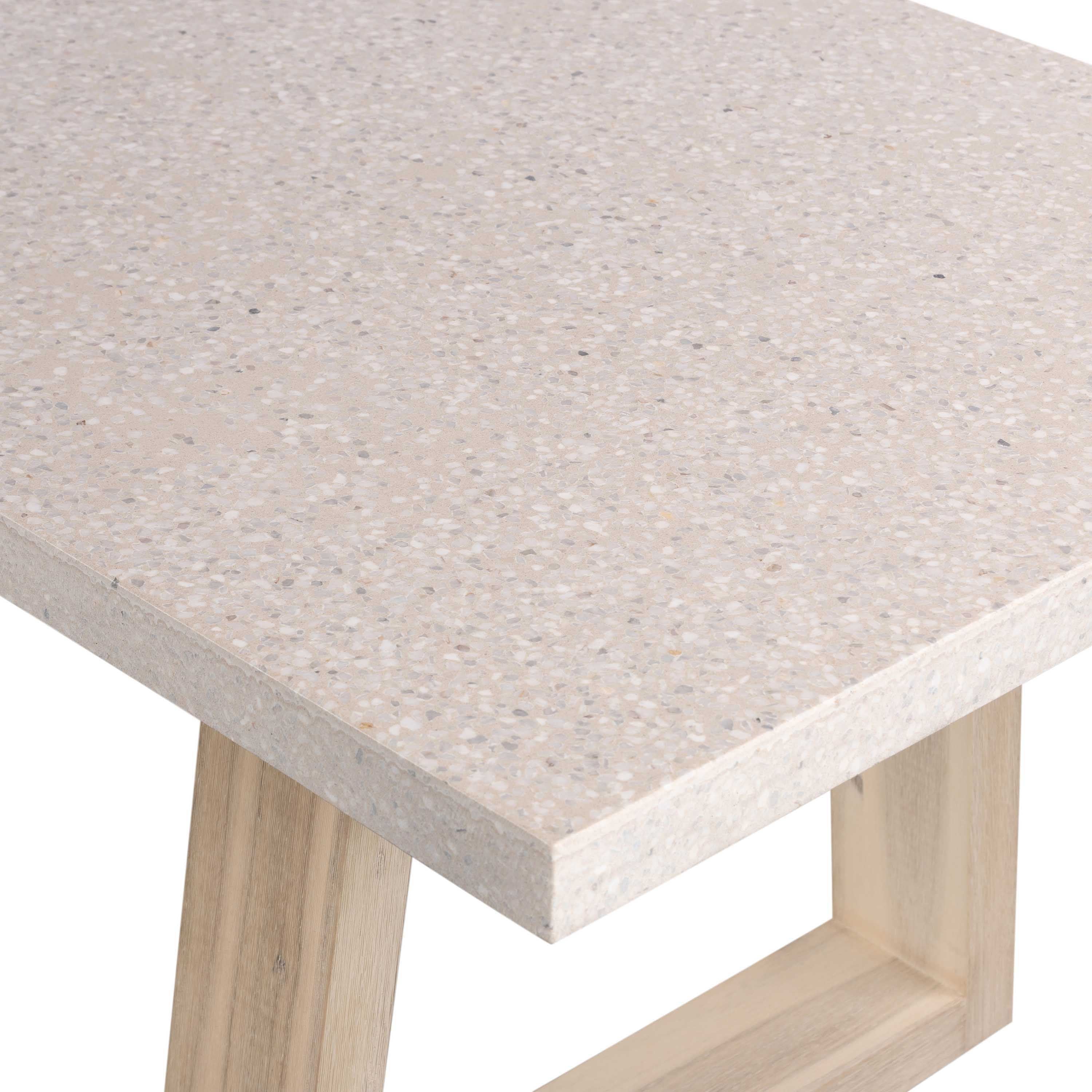 1.6m eTerrazzo Rectangular Table| Ivory Coast top with Ivory wash acacia legs - www.elkstone.com.au