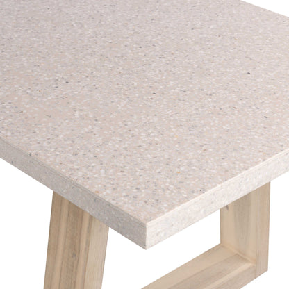 1.6m eTerrazzo Rectangular Table| Ivory Coast top with Ivory wash acacia legs - www.elkstone.com.au