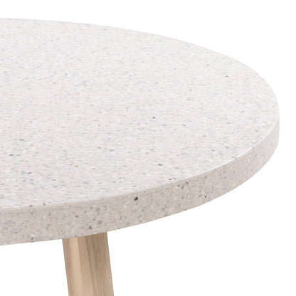 1.2m Round Ivory Coast eTerrazzo Table | Acacia Timber legs - Ivory Wash - www.elkstone.com.au