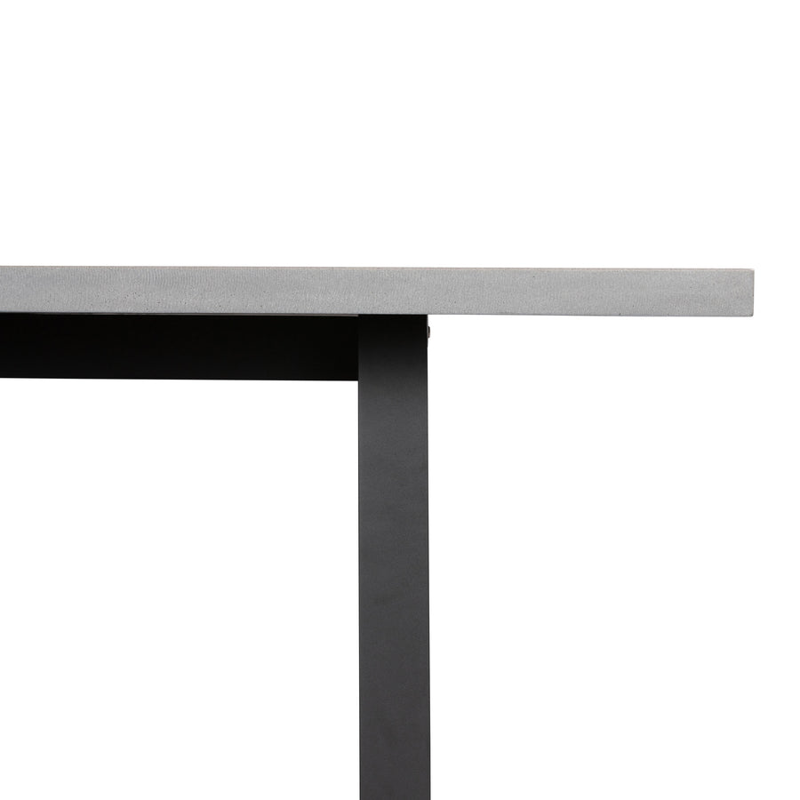 2.0m Sierra Rectangular Dining Table | Pebble Grey with Matte Black Powder Coated Legs - www.elkstone.com.au