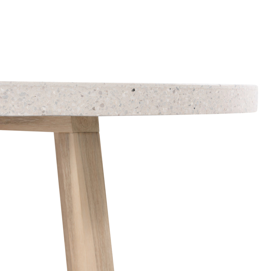 1.0m eTerrazzo Round Dining Table |  eTarrazzo - Ivory Coast with Ivory Coast Acacia Legs - www.elkstone.com.au