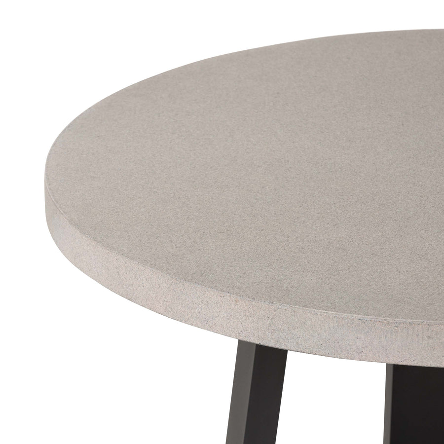 1.0m Alta Round Dining Table | Speckled Grey with Black Metal Legs - www.elkstone.com.au