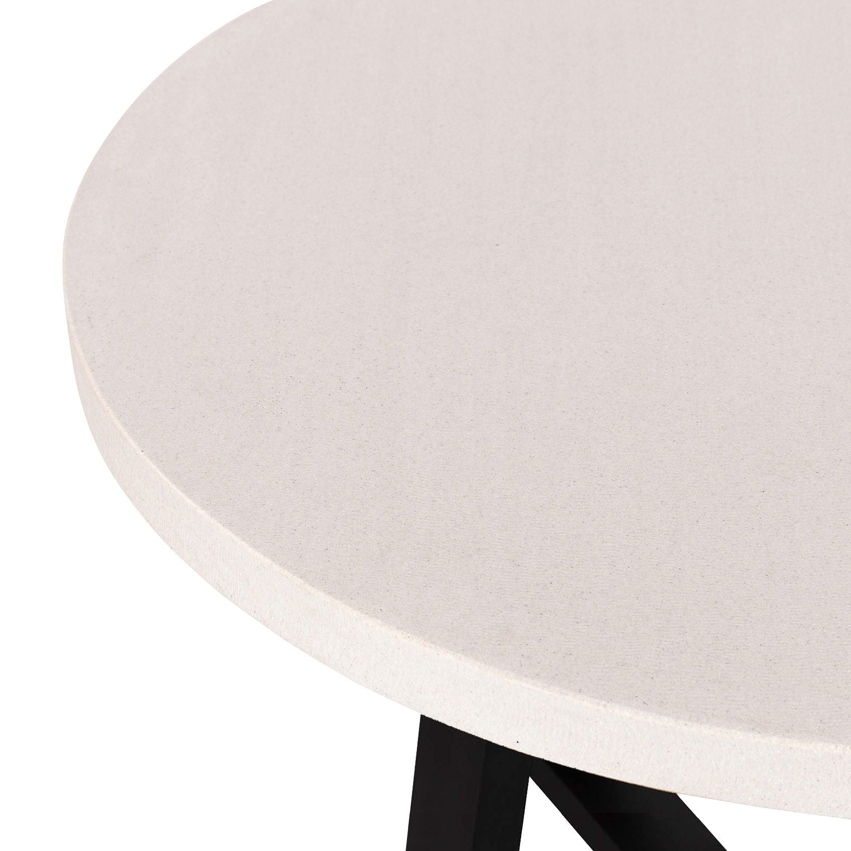 1.6m Alta Round Dining Table | Beach with Black Metal Legs - www.elkstone.com.au