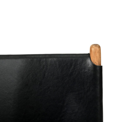 Witta Flat Leather Dining Chair Tan with Teak Frame - www.elkstone.com.au