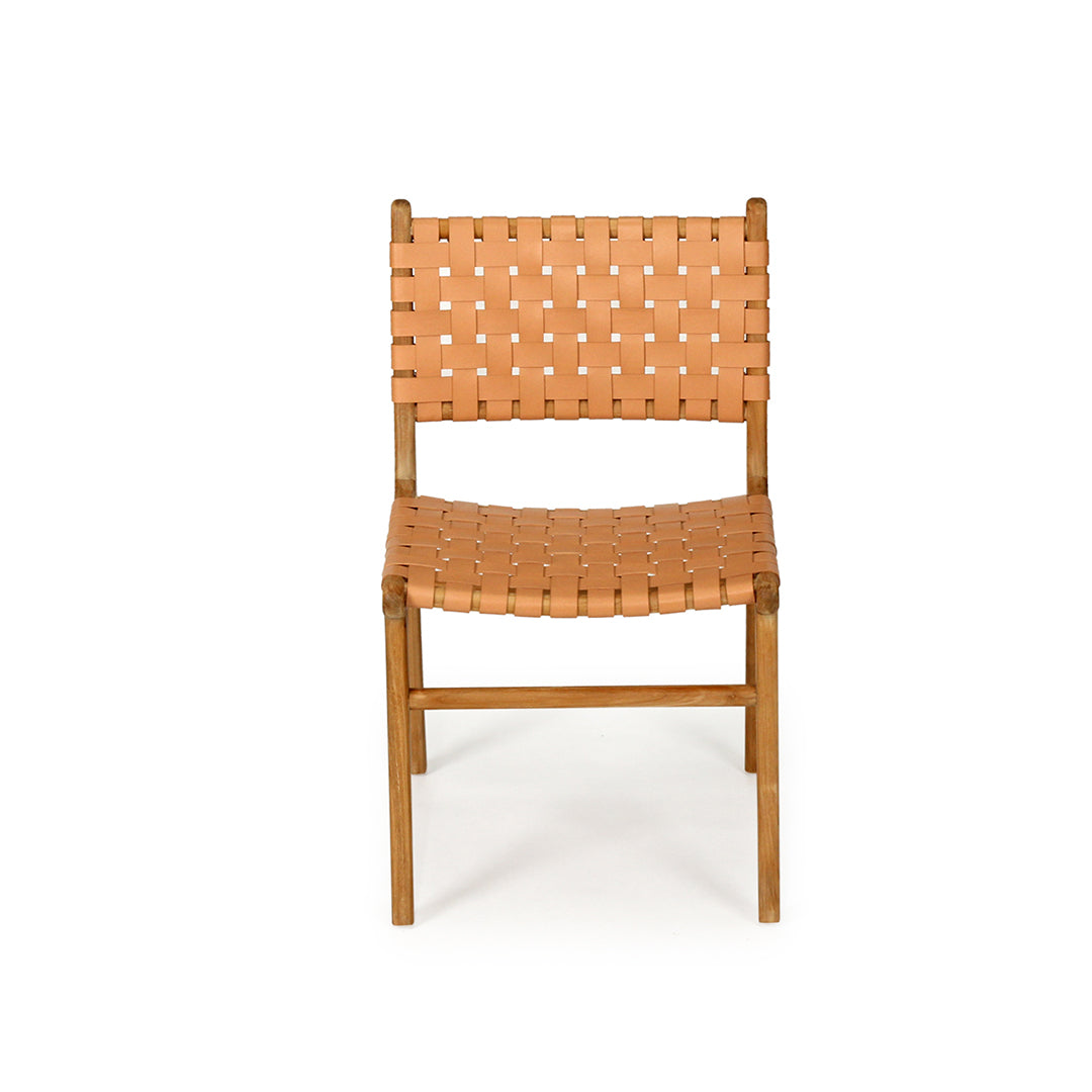 Witta Woven Natural Leather with Teak Frame - www.elkstone.com.au