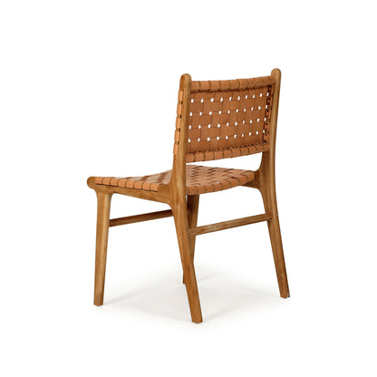 Witta Woven Natural Leather with Teak Frame - www.elkstone.com.au