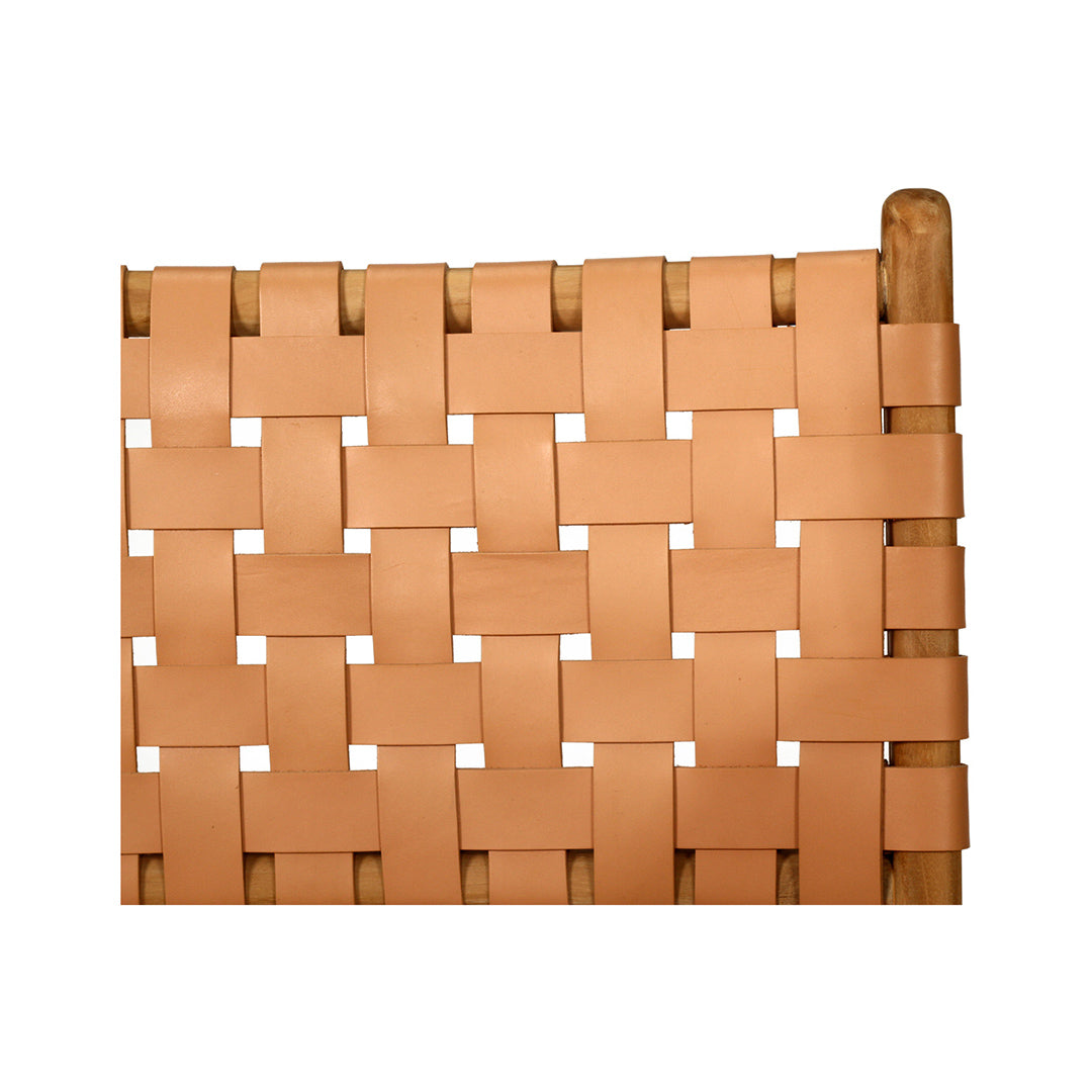 Witta Woven Natural Leather with Teak Frame - www.elkstone.com.au