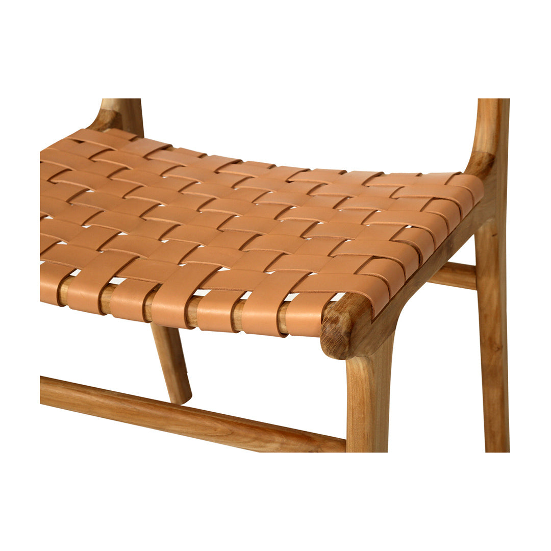 Witta Woven Natural Leather with Teak Frame - www.elkstone.com.au