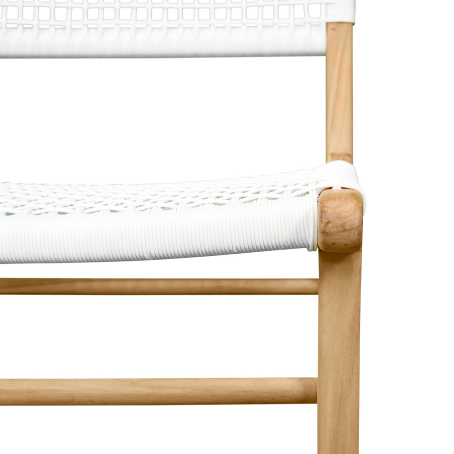 Stradbroke Dining Chair| White Cord and Teak Wood Legs - www.elkstone.com.au