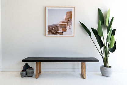 1.85 Sierra Bench Seat | Ebony Black with Light Honey Acacia Legs - www.elkstone.com.au