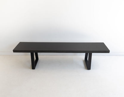 1.45 Sierra Ebony Black Slim rectangular Coffee Table| with Black powder coated legs - www.elkstone.com.au