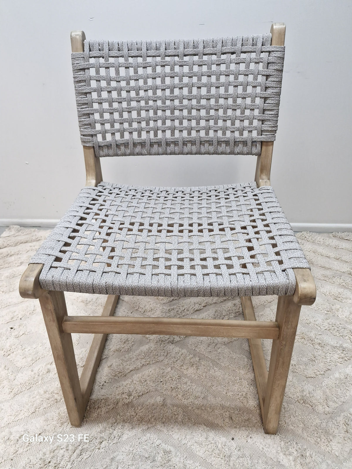 Sachelle Dove wicker Dining Chairs | Light Honey Acacia Timber Frame| indoor / outdoor