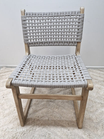 Sachelle Dove wicker Dining Chairs | Light Honey Acacia Timber Frame| indoor / outdoor