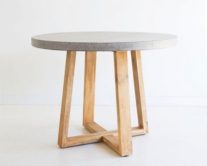 Alta Round Dining Table | with Light Honey Acacia /Black Powder Coated legs - www.elkstone.com.au
