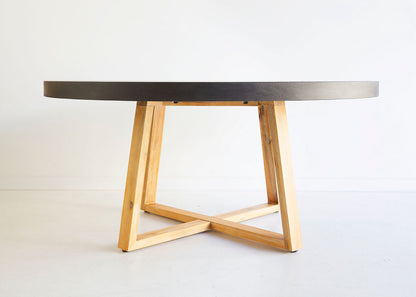 1.4m Alta Round Elkstone Dining Table| Ebony Black with Light Honey Acacia Legs - www.elkstone.com.au