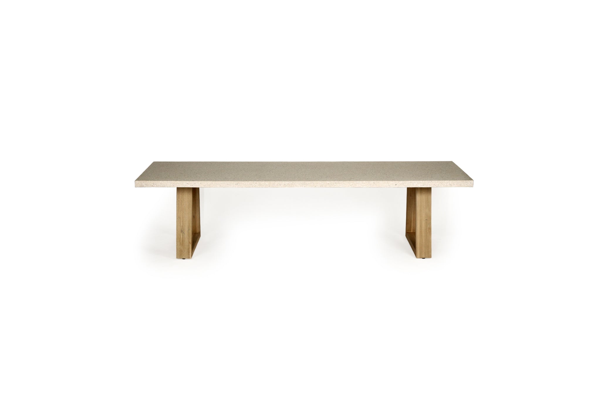 1.8m eTerrazzo Dining Table | Ivory Coast TOP with Ivory wash standard Acacia Legs - www.elkstone.com.au