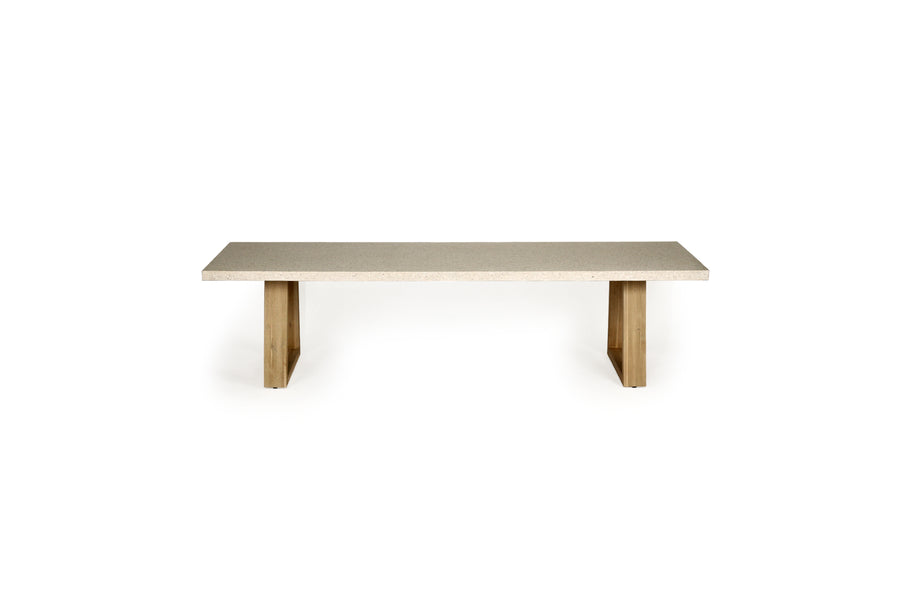 1.8m eTerrazzo Dining Table | Ivory Coast TOP with Ivory wash standard Acacia Legs - www.elkstone.com.au