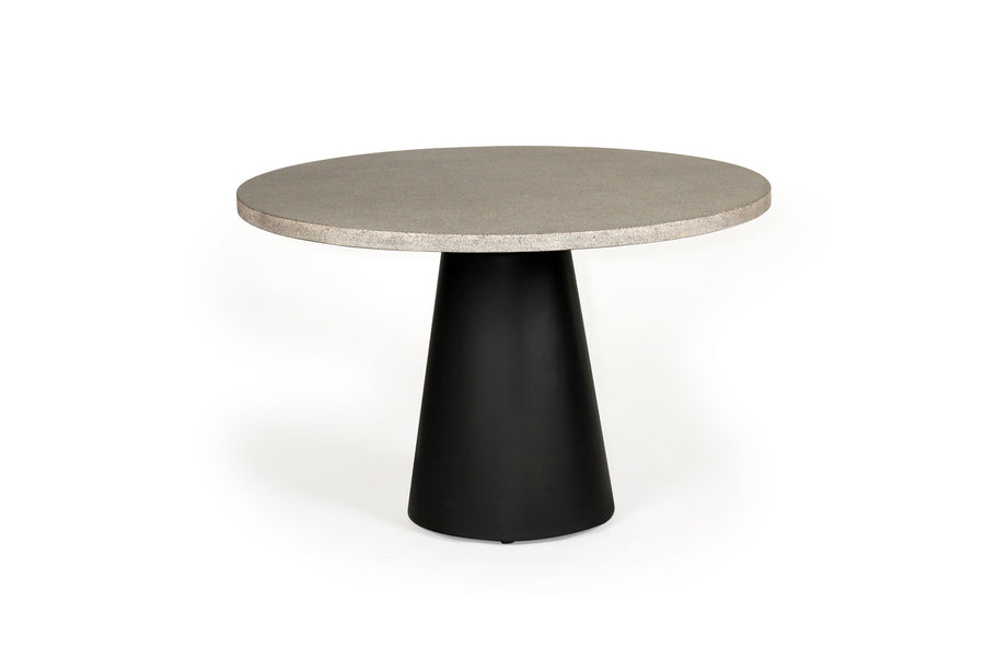 1.2m Avalon Round Dining Table | Beach with Black Metal Cone Base - www.elkstone.com.au