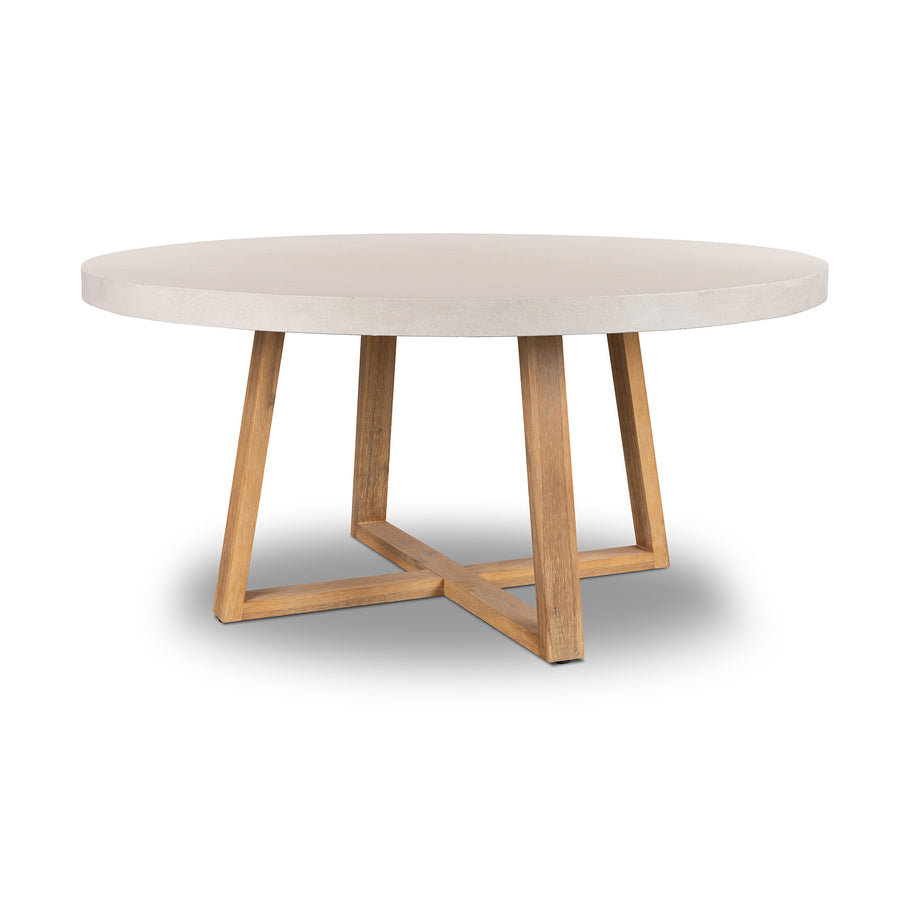 Alta Round Dining Table | with Light Honey Acacia /Black Powder Coated legs - www.elkstone.com.au