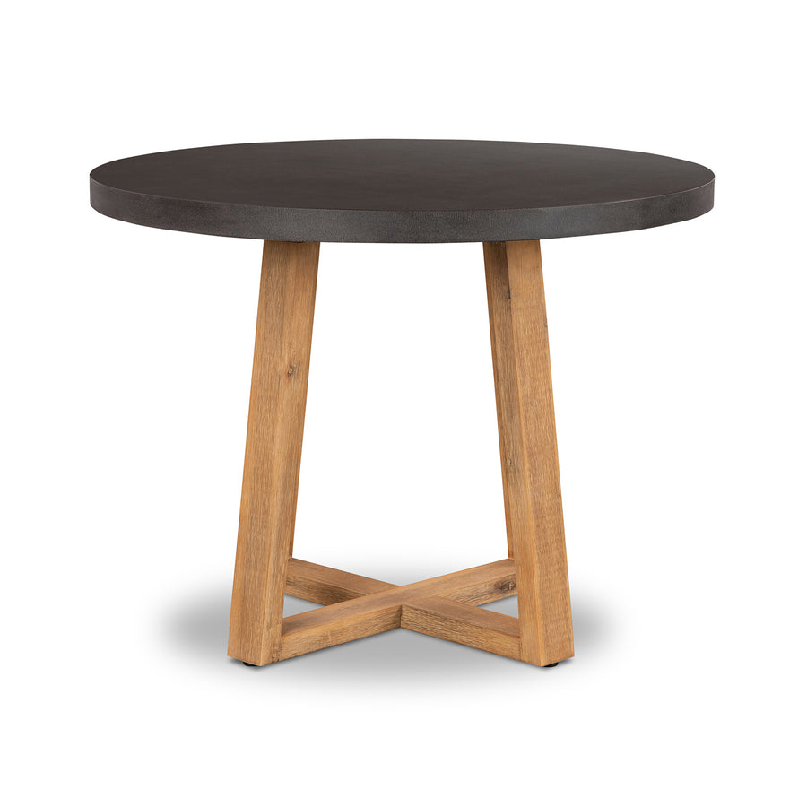 Alta Round Dining Table | with Light Honey Acacia /Black Powder Coated legs - www.elkstone.com.au