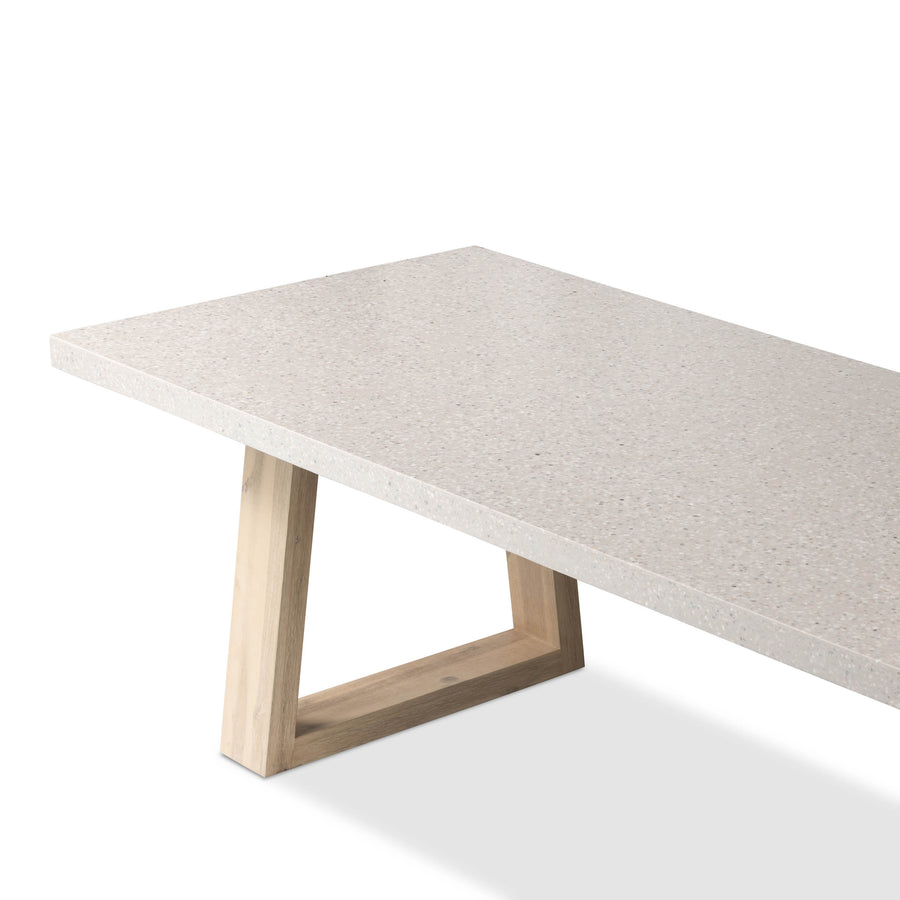 3.0m eTerrazzo Rectangular Dining Table | Ivory Coast with Wide Ivory Wash Legs - www.elkstone.com.au