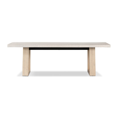 2.4m eTerrazzo Rectangular Dining Table | Ivory Coast with Wide Ivory Wash Legs - www.elkstone.com.au