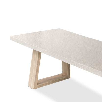 2.4m eTerrazzo Rectangular Dining Table | Ivory Coast with Wide Ivory Wash Legs - www.elkstone.com.au